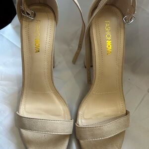 Fashion Nova Beige Strappy Heels